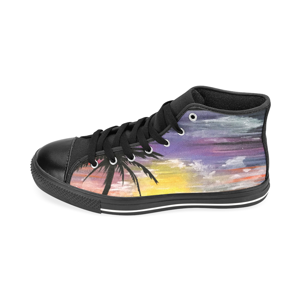 Sunset Sea Men’s Classic High Top Canvas Shoes /Large Size (Model 017)