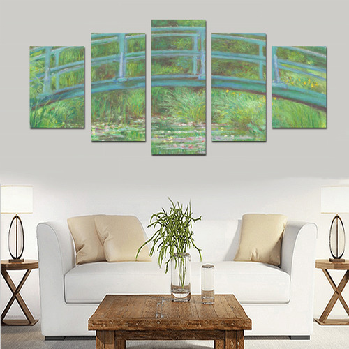 Monet Japanese Bridge Water Lily Pond Canvas Print Sets D (No Frame)