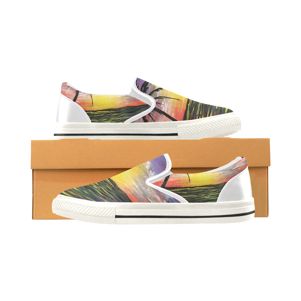 Sunset Sea Slip-on Canvas Shoes for Kid (Model 019)