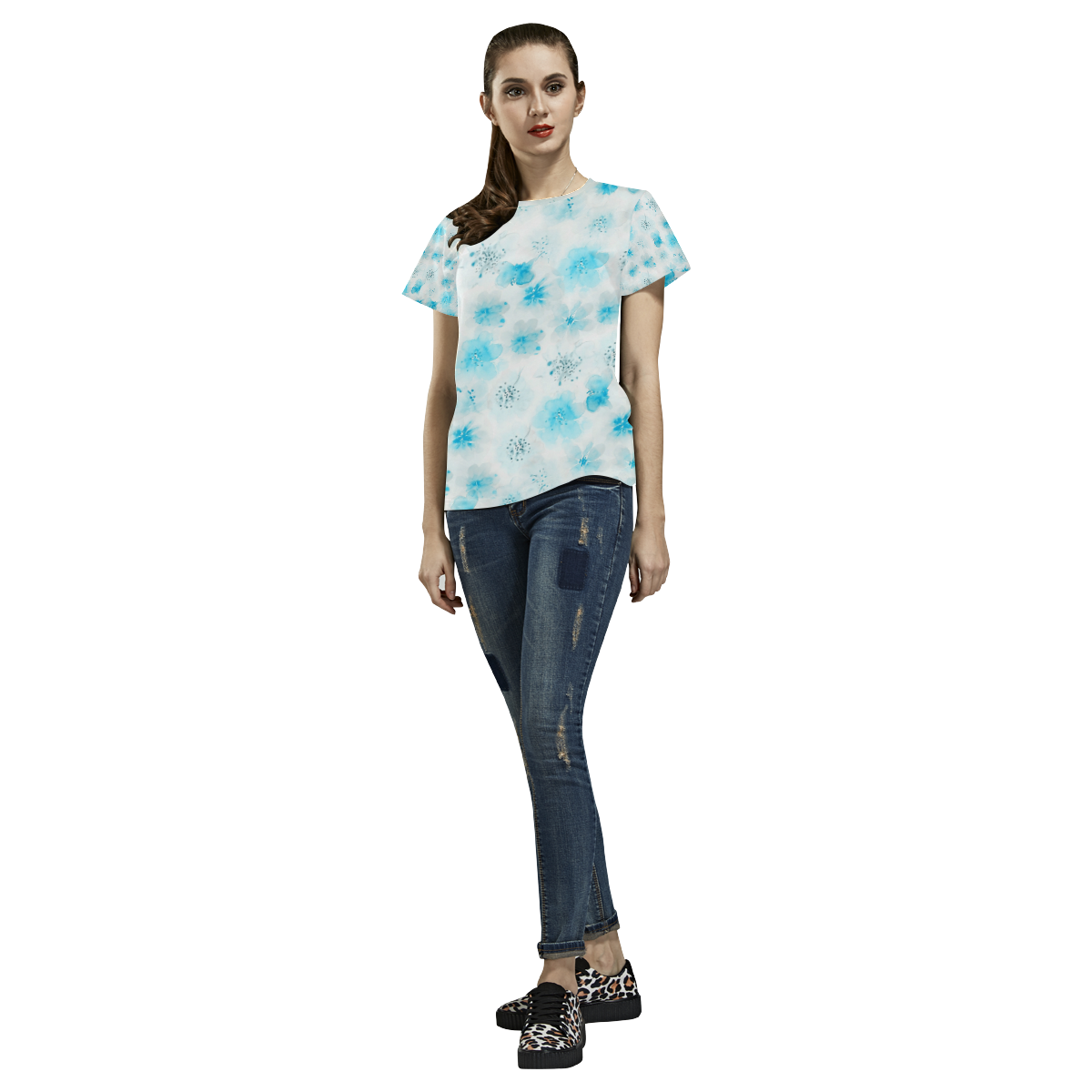 watercolor flowers 6 All Over Print T-Shirt for Women (USA Size) (Model T40)