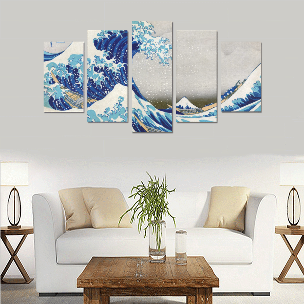 Great Wave Off Kanagawa Hokusai Canvas Print Sets A (No Frame)