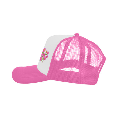 Asters Bouquet Pink White Flowers Trucker Hat