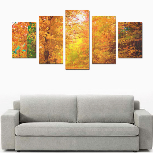 Vermont Autumn Nature Landscape Canvas Print Sets D (No Frame)
