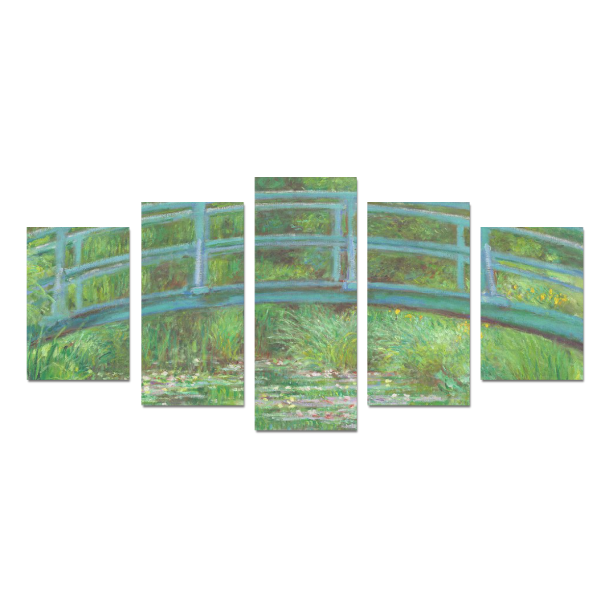 Monet Japanese Bridge Water Lily Pond Canvas Print Sets D (No Frame)