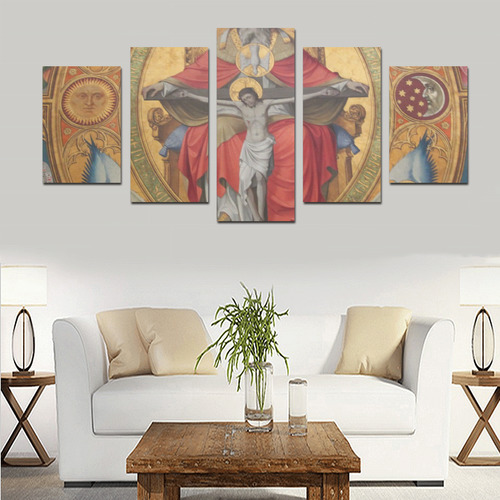 Vintage Jesus on Cross Oil Painting Canvas Print Sets D (No Frame)