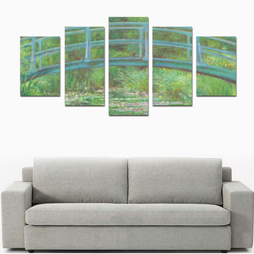 Monet Japanese Bridge Water Lily Pond Canvas Print Sets D (No Frame)