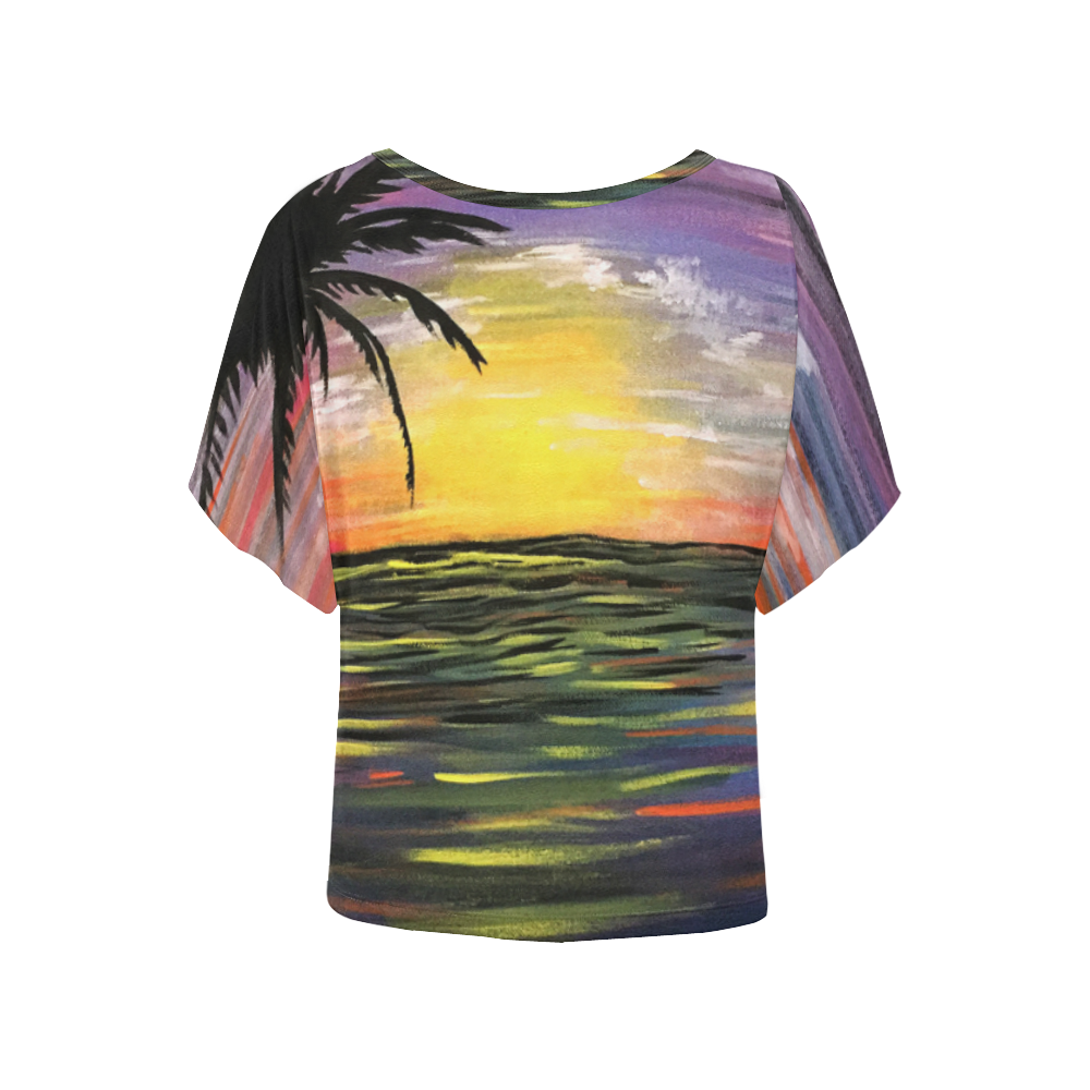 Sunset Sea Women's Batwing-Sleeved Blouse T shirt (Model T44)