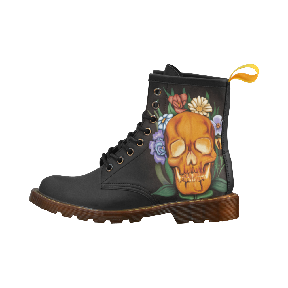 Skull and Flowers High Grade PU Leather Martin Boots For Men Model 402H