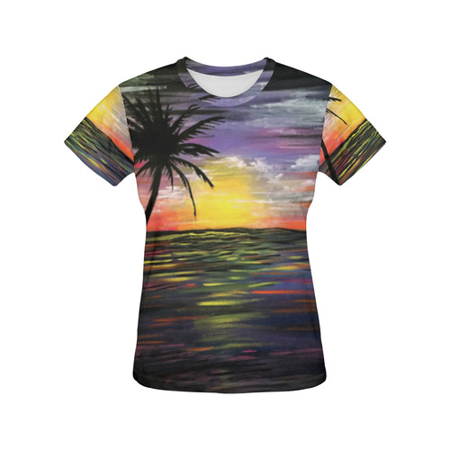 Sunset Sea All Over Print T-Shirt for Women (USA Size) (Model T40)