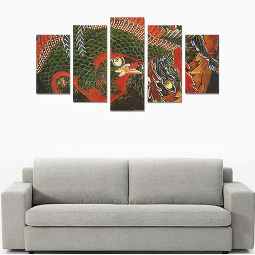 Hokusai Phoenix Firebird Goddess Japanese Canvas Print Sets A (No Frame)