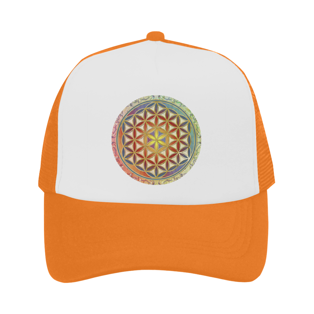 FLOWER OF LIFE vintage ornaments green red Trucker Hat