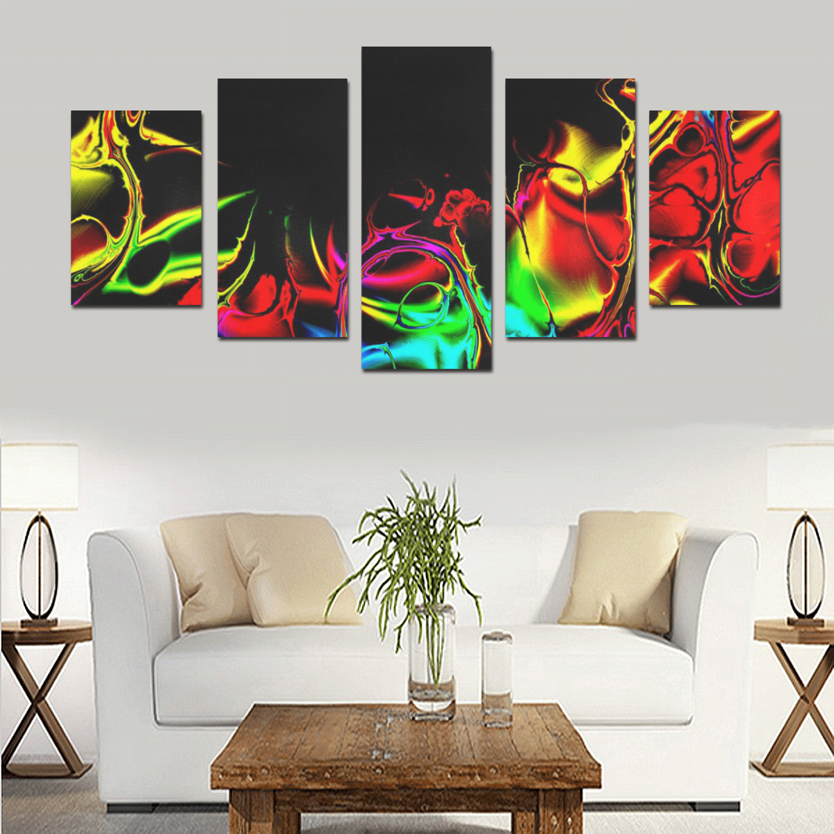 Abstract glowing 03 Canvas Print Sets D (No Frame)