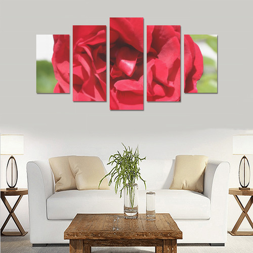 Red Rose Flower Blossom Canvas Print Sets A (No Frame)