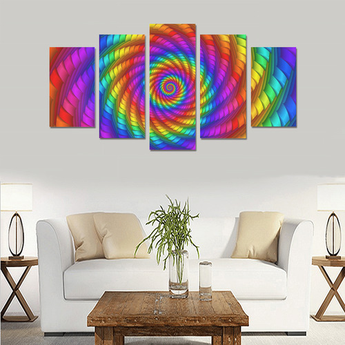 Psychedelic Rainbow Spiral Canvas Print Sets A (No Frame)