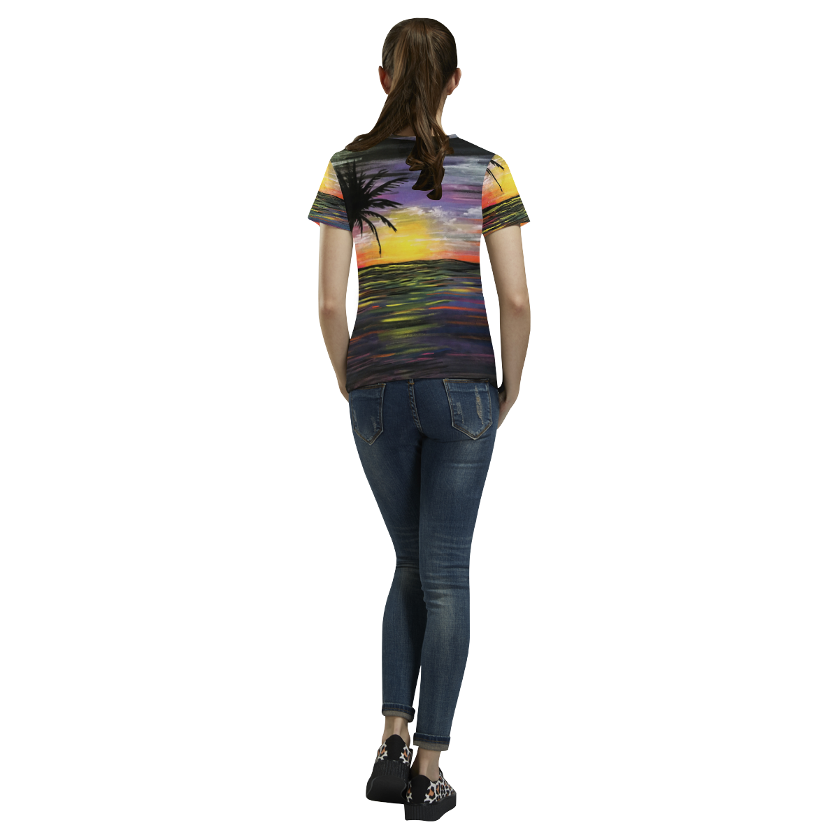 Sunset Sea All Over Print T-Shirt for Women (USA Size) (Model T40)