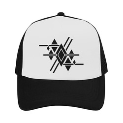 Black Geometric Art Stripes Triangles Rhombuses Trucker Hat