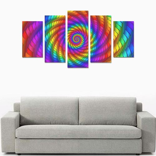 Psychedelic Rainbow Spiral Canvas Print Sets A (No Frame)