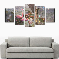 Winged Fairy with Flamingos Canvas Print Sets D (No Frame)