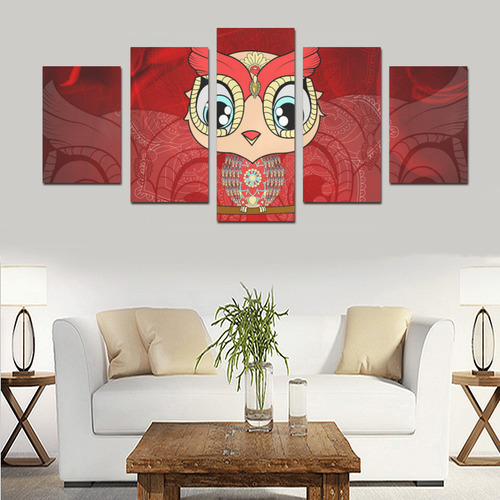 Cute owl, mandala design colorful Canvas Print Sets D (No Frame)