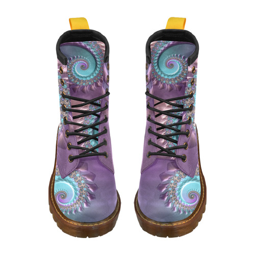 purplish fractal High Grade PU Leather Martin Boots For Women Model 402H