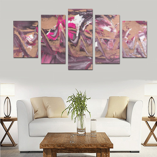 Abstract Acryl Painting plum brown pink Canvas Print Sets D (No Frame)