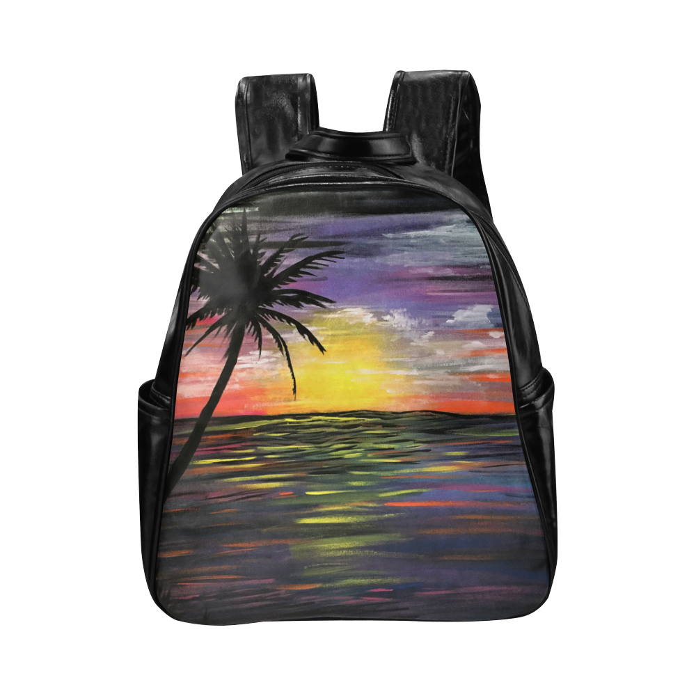 Sunset Sea Multi-Pockets Backpack (Model 1636)