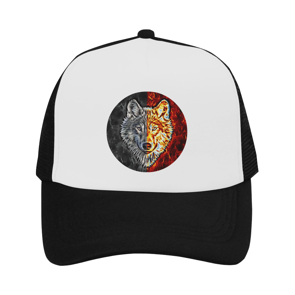 A Graceful WOLF Looks Into Your Eyes Two-colored Trucker Hat