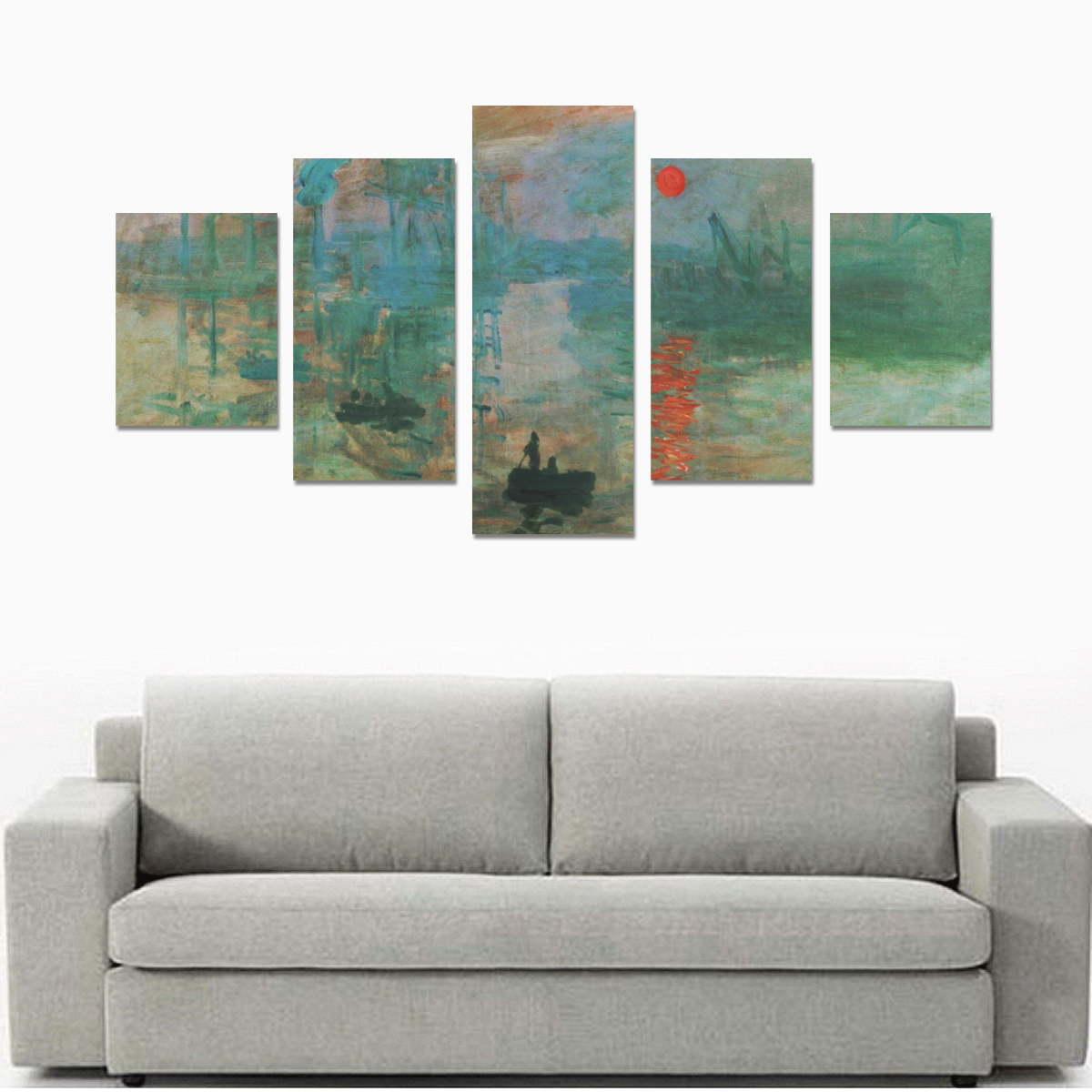 Impression Sunrise Claude Monet Fine Art Canvas Print Sets B (No Frame)