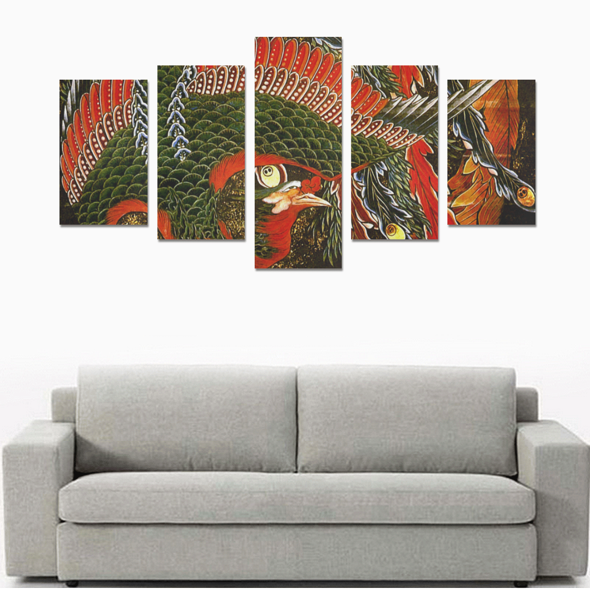 Hokusai Phoenix Firebird Goddess Japanese Canvas Print Sets C (No Frame)