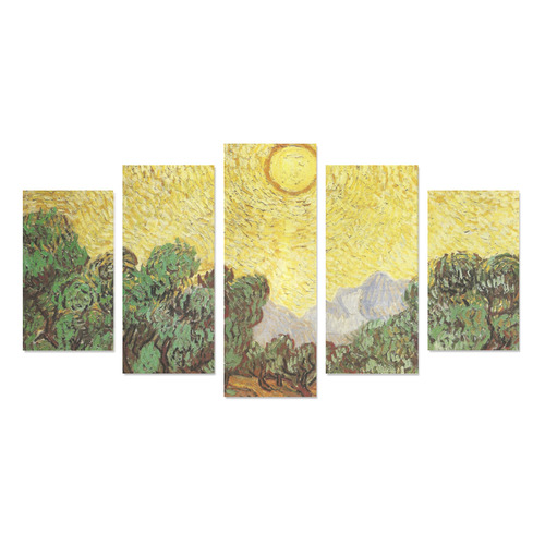 Van Gogh Olive Trees Yellow Sky Sun Canvas Print Sets A (No Frame)