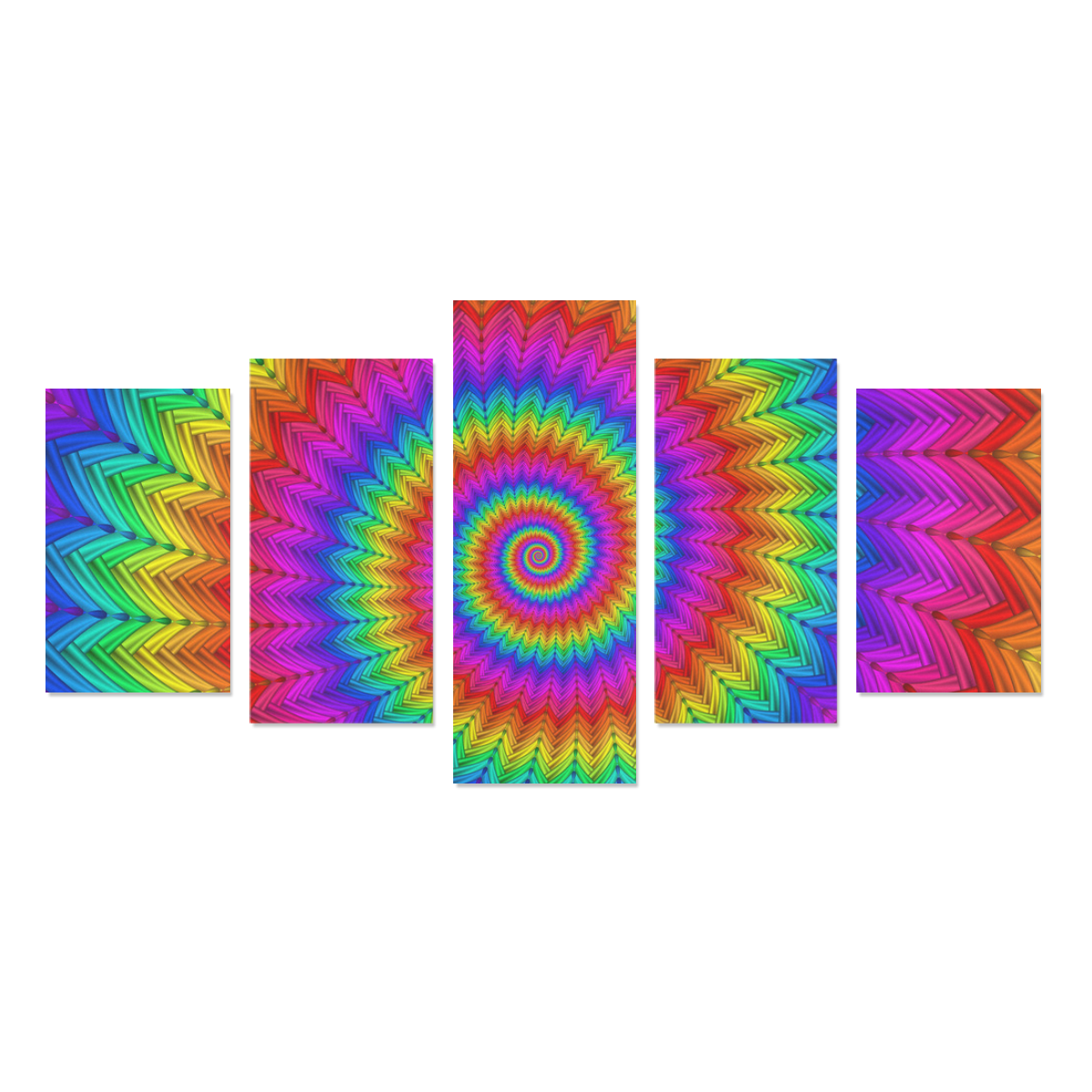 Psychedelic Rainbow Spiral Canvas Print Sets C (No Frame)