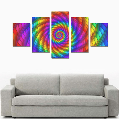 Psychedelic Rainbow Spiral Canvas Print Sets B (No Frame)