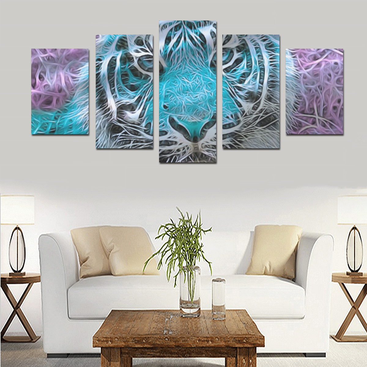 Crazy blue tiger by JamColors Canvas Print Sets D (No Frame)