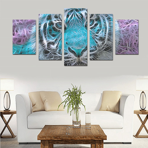 Crazy blue tiger by JamColors Canvas Print Sets D (No Frame)