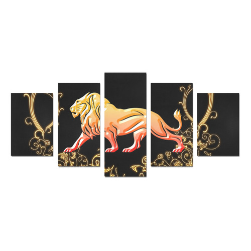 Awesome lion in gold and black Canvas Print Sets D (No Frame)