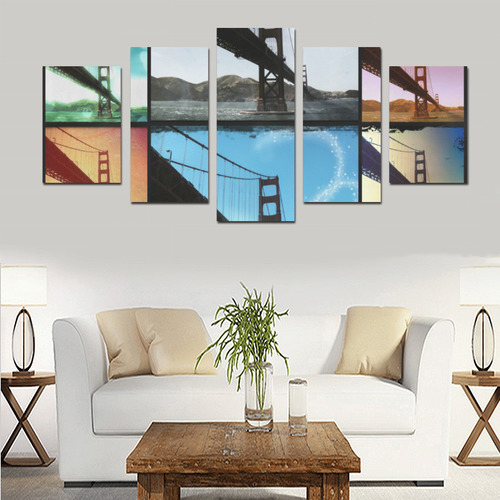 Golden Gate Bridge Collage Canvas Print Sets D (No Frame)