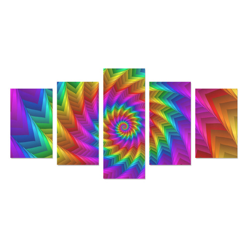 Psychedelic Rainbow Spiral Canvas Print Sets C (No Frame)