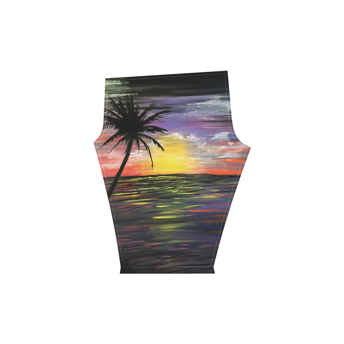 Sunset Sea Women's Low Rise Capri Leggings (Invisible Stitch) (Model L08)