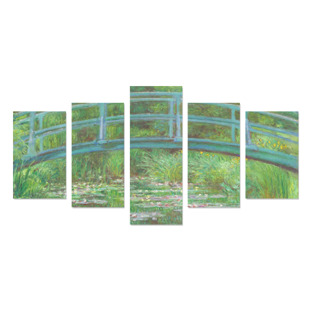 Monet Japanese Bridge Water Lily Pond Canvas Print Sets C (No Frame)