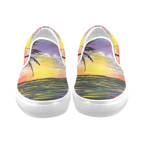 Sunset Sea Women's Unusual Slip-on Canvas Shoes (Model 019)