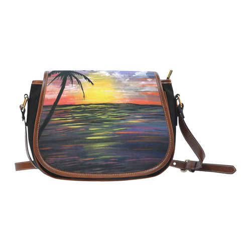 Sunset Sea Saddle Bag/Small (Model 1649)(Flap Customization)