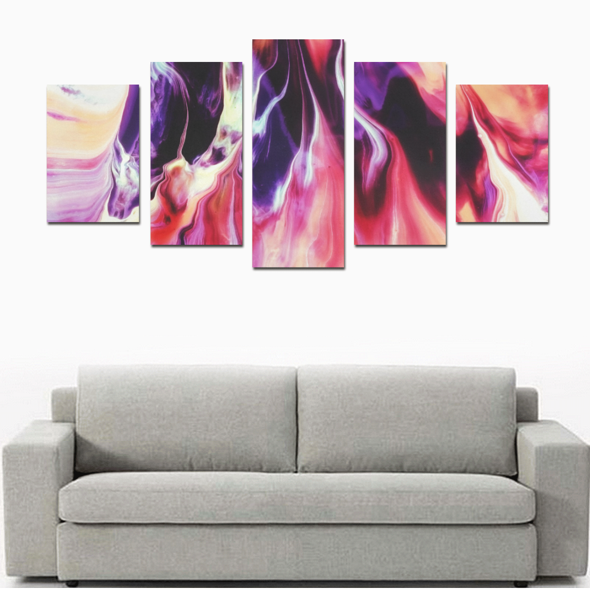 Abstract Watercolor Painting Crazy Fire Canvas Print Sets D (No Frame)
