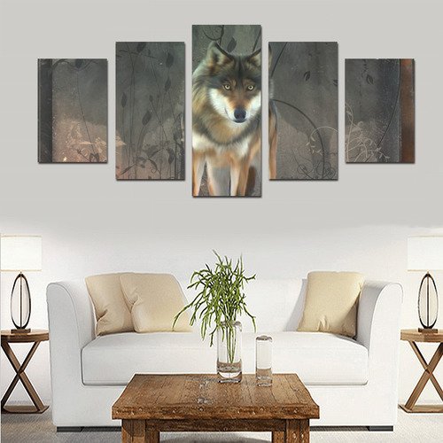 Amazing wolf in the night Canvas Print Sets D (No Frame)