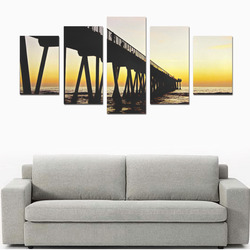 meet at the pier, yellow sunset Canvas Print Sets D (No Frame)