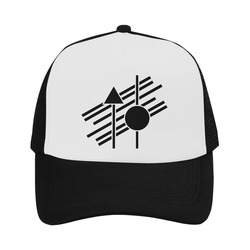Black Geometric Art Stripes Triangle Dot Trucker Hat