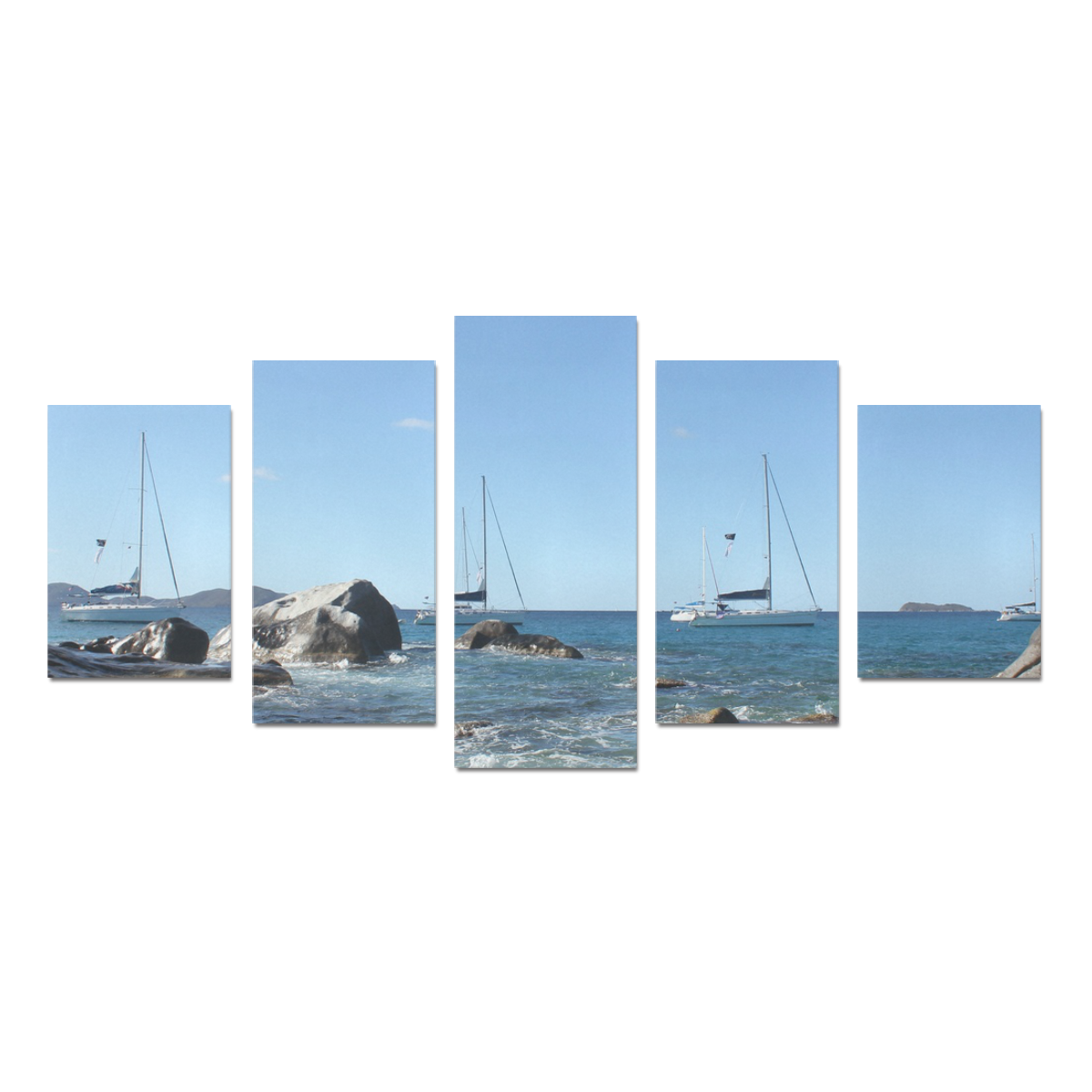 Sailing Boats at Virgin Gorda BVI Canvas Print Sets D (No Frame)