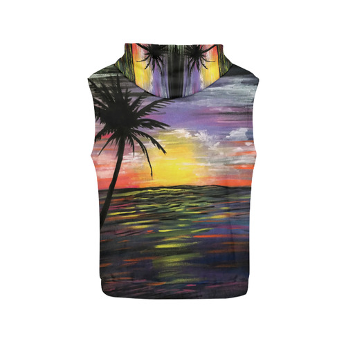 Sunset Sea All Over Print Sleeveless Hoodie for Women (Model H15)