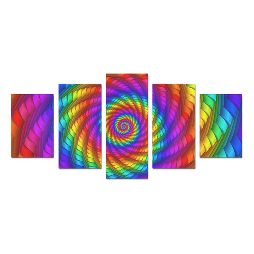 Psychedelic Rainbow Spiral Canvas Print Sets D (No Frame)