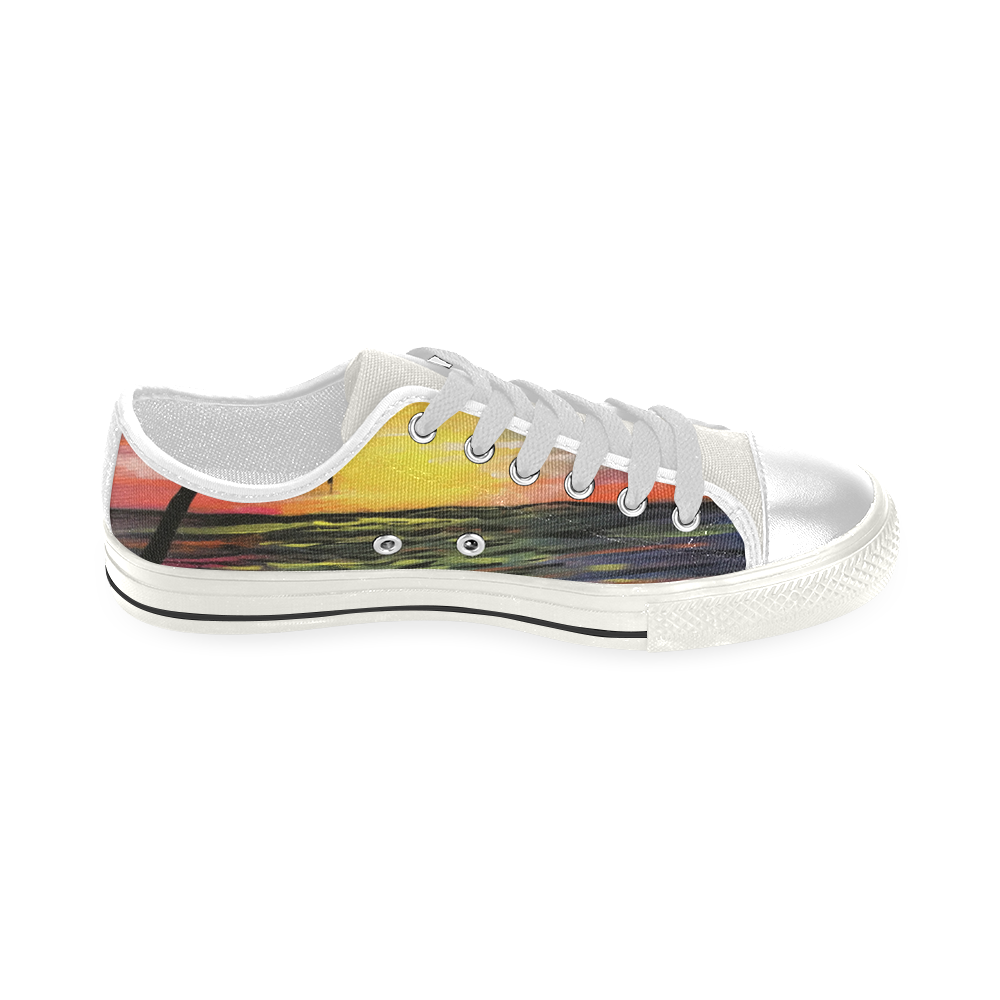 Sunset Sea Low Top Canvas Shoes for Kid (Model 018)