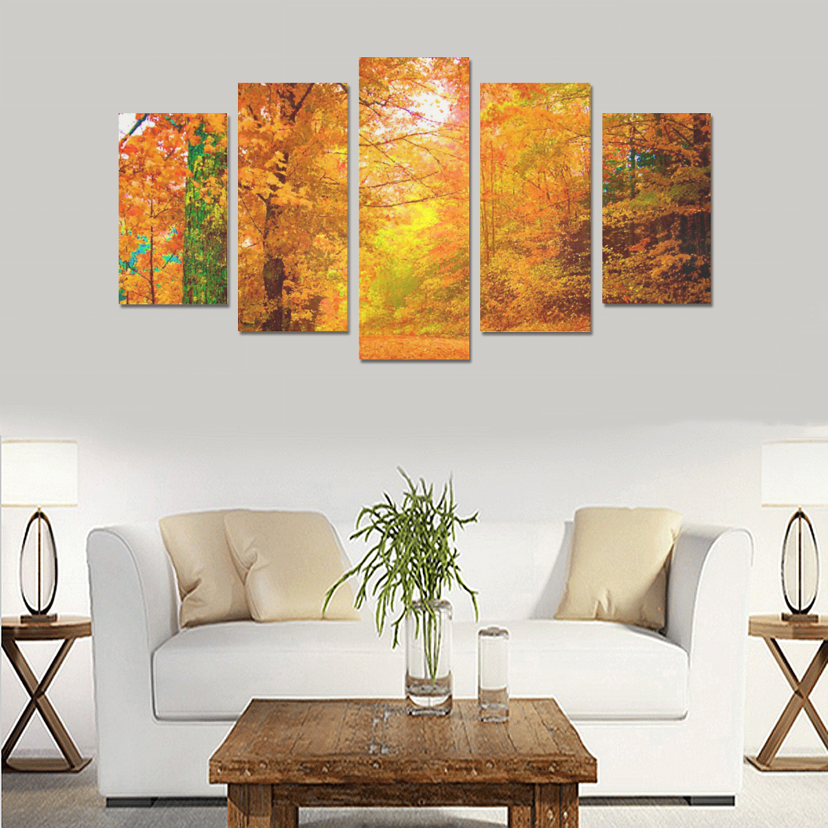 Vermont Autumn Nature Landscape Canvas Print Sets A (No Frame)